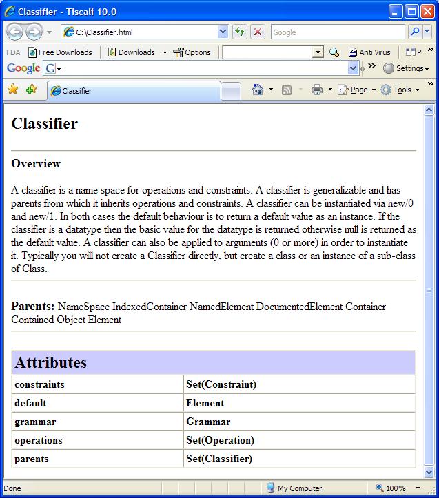 Classifier in HTML