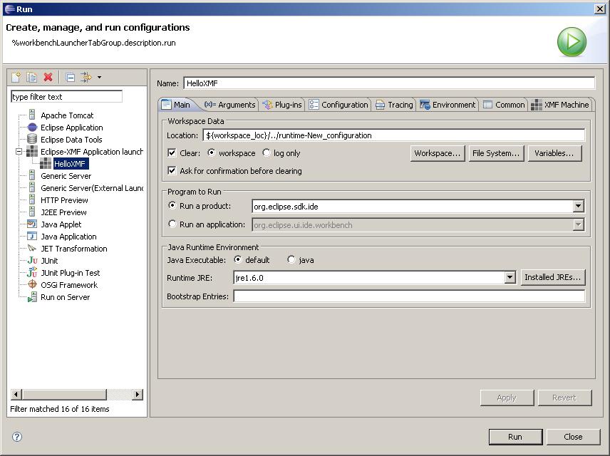 Eclipse-XMF Run Configuration